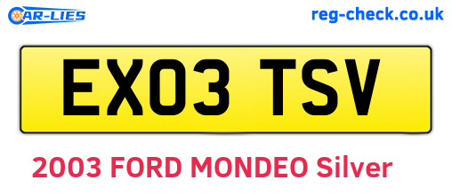 EX03TSV are the vehicle registration plates.