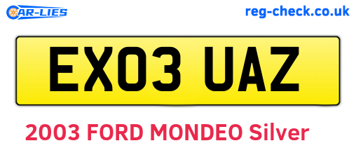 EX03UAZ are the vehicle registration plates.