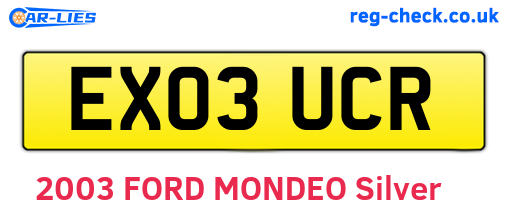 EX03UCR are the vehicle registration plates.