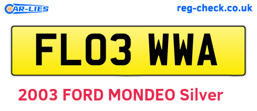 FL03WWA are the vehicle registration plates.