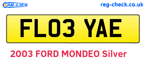 FL03YAE are the vehicle registration plates.