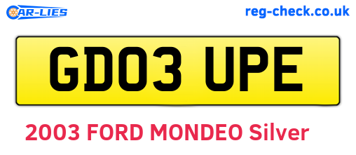GD03UPE are the vehicle registration plates.