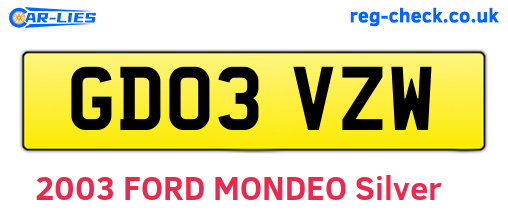 GD03VZW are the vehicle registration plates.