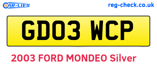 GD03WCP are the vehicle registration plates.