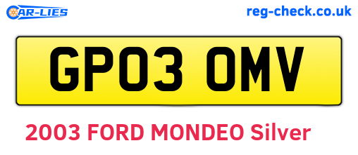 GP03OMV are the vehicle registration plates.