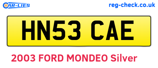 HN53CAE are the vehicle registration plates.
