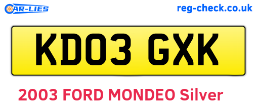 KD03GXK are the vehicle registration plates.