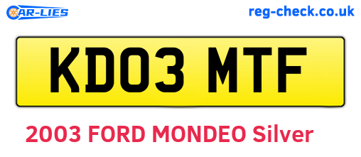 KD03MTF are the vehicle registration plates.