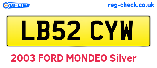 LB52CYW are the vehicle registration plates.
