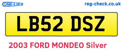 LB52DSZ are the vehicle registration plates.