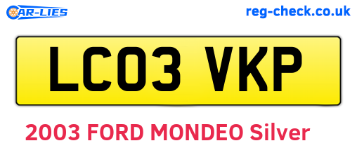 LC03VKP are the vehicle registration plates.