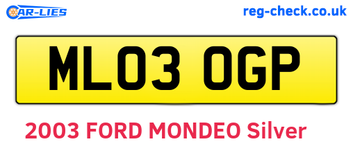 ML03OGP are the vehicle registration plates.