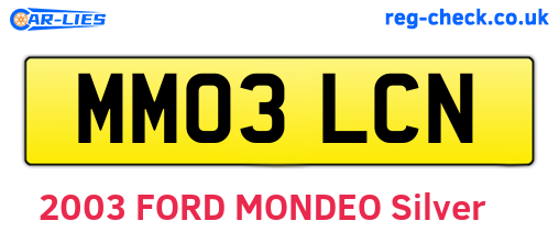 MM03LCN are the vehicle registration plates.