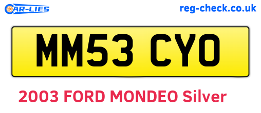 MM53CYO are the vehicle registration plates.