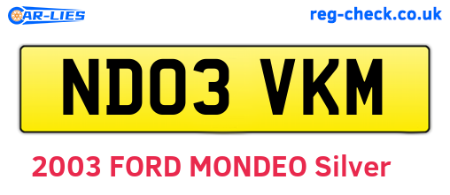 ND03VKM are the vehicle registration plates.