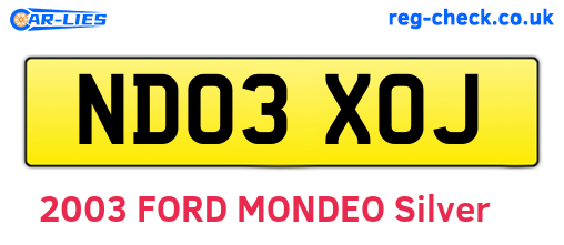 ND03XOJ are the vehicle registration plates.