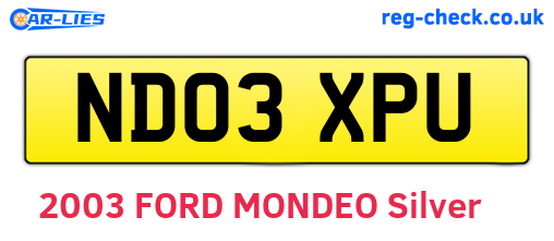 ND03XPU are the vehicle registration plates.