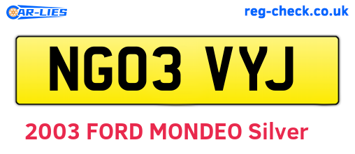 NG03VYJ are the vehicle registration plates.