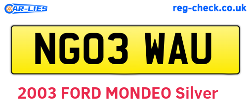 NG03WAU are the vehicle registration plates.