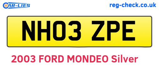 NH03ZPE are the vehicle registration plates.