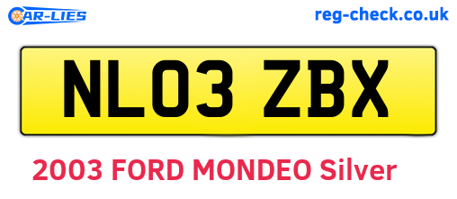 NL03ZBX are the vehicle registration plates.