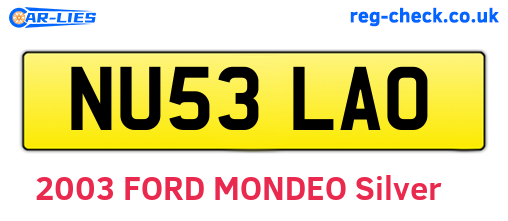 NU53LAO are the vehicle registration plates.