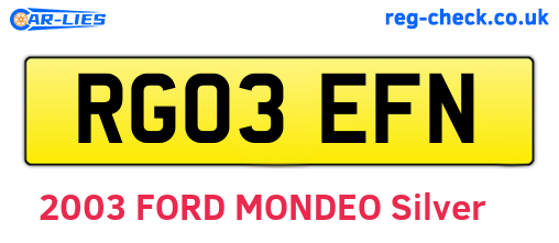 RG03EFN are the vehicle registration plates.