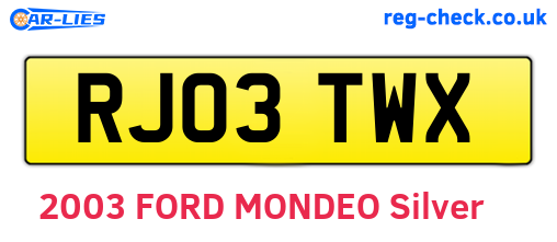 RJ03TWX are the vehicle registration plates.