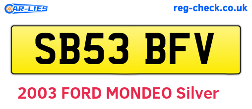 SB53BFV are the vehicle registration plates.
