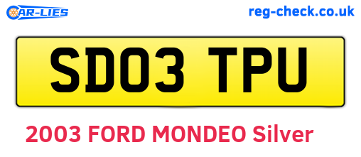 SD03TPU are the vehicle registration plates.