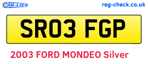 SR03FGP are the vehicle registration plates.