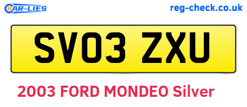 SV03ZXU are the vehicle registration plates.