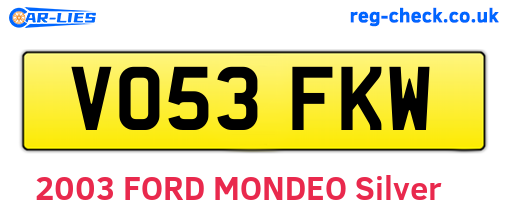 VO53FKW are the vehicle registration plates.
