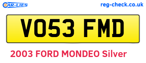 VO53FMD are the vehicle registration plates.