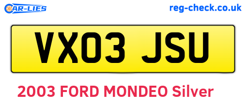 VX03JSU are the vehicle registration plates.
