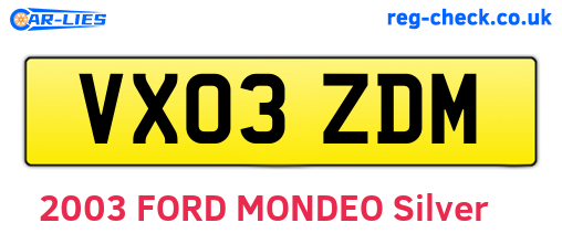 VX03ZDM are the vehicle registration plates.