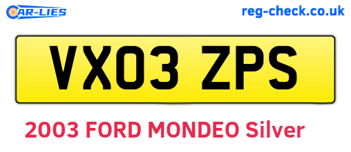 VX03ZPS are the vehicle registration plates.