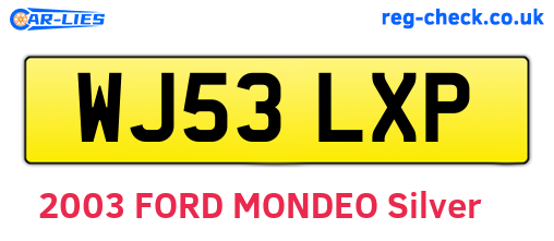 WJ53LXP are the vehicle registration plates.