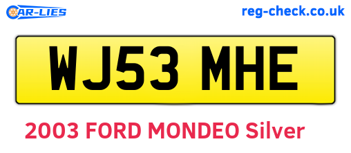 WJ53MHE are the vehicle registration plates.