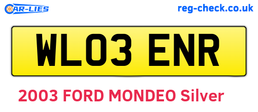 WL03ENR are the vehicle registration plates.