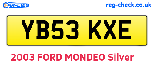 YB53KXE are the vehicle registration plates.