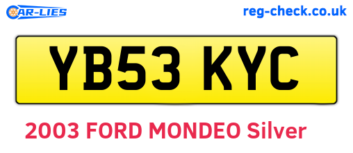 YB53KYC are the vehicle registration plates.