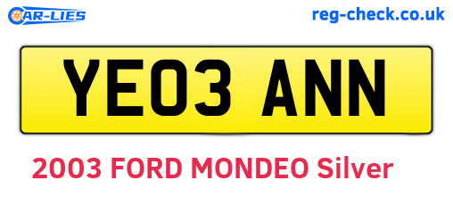 YE03ANN are the vehicle registration plates.