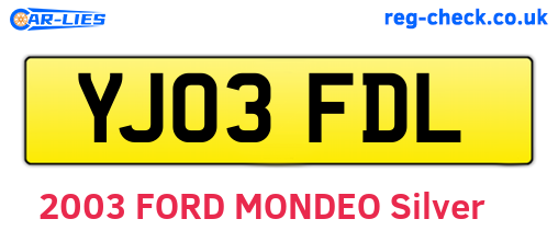 YJ03FDL are the vehicle registration plates.