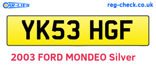 YK53HGF are the vehicle registration plates.