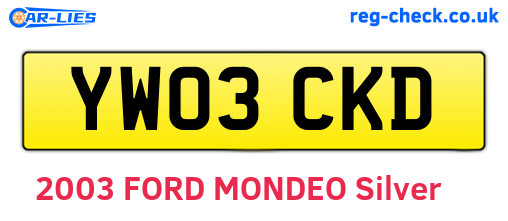YW03CKD are the vehicle registration plates.