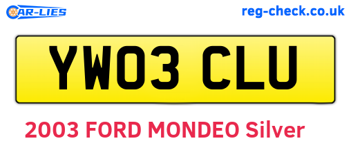 YW03CLU are the vehicle registration plates.