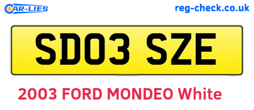 SD03SZE are the vehicle registration plates.