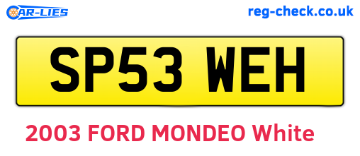 SP53WEH are the vehicle registration plates.