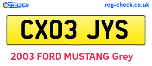 CX03JYS are the vehicle registration plates.